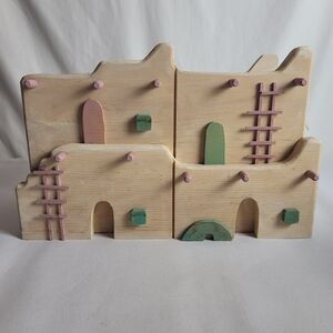Southwest Pueblo Adobe Wood House Magazine Rack
